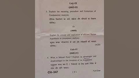 Hpu Bcom 3rd year question paper of fundamental of investment 2021.