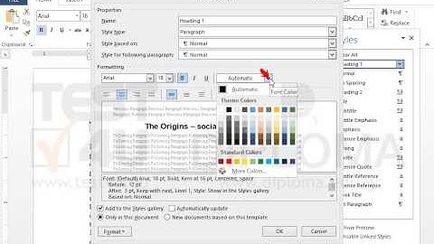 Change Heading 1 Style into 18pt font size, blue color and center alignment