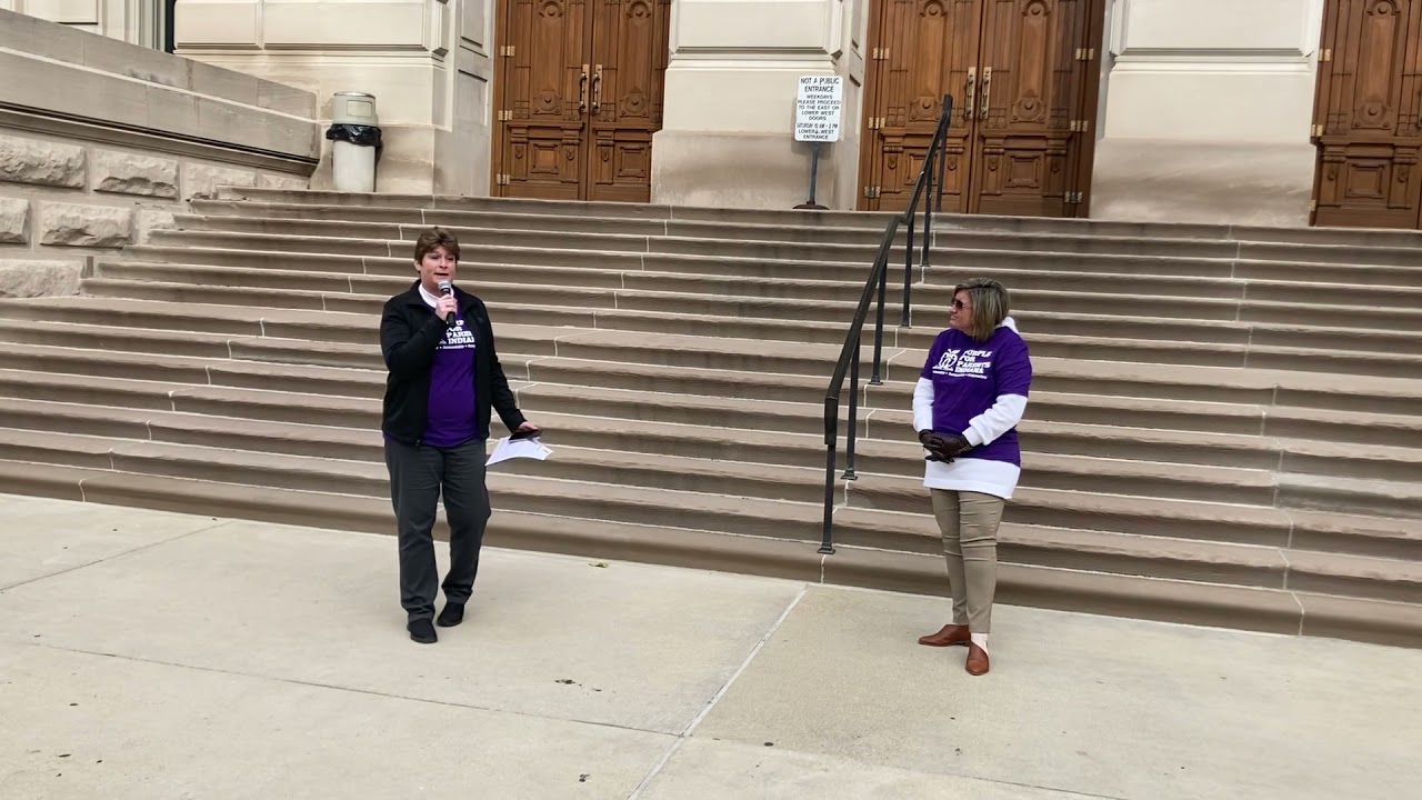 Purple for Parents Indiana leaders address Liberty Rally.