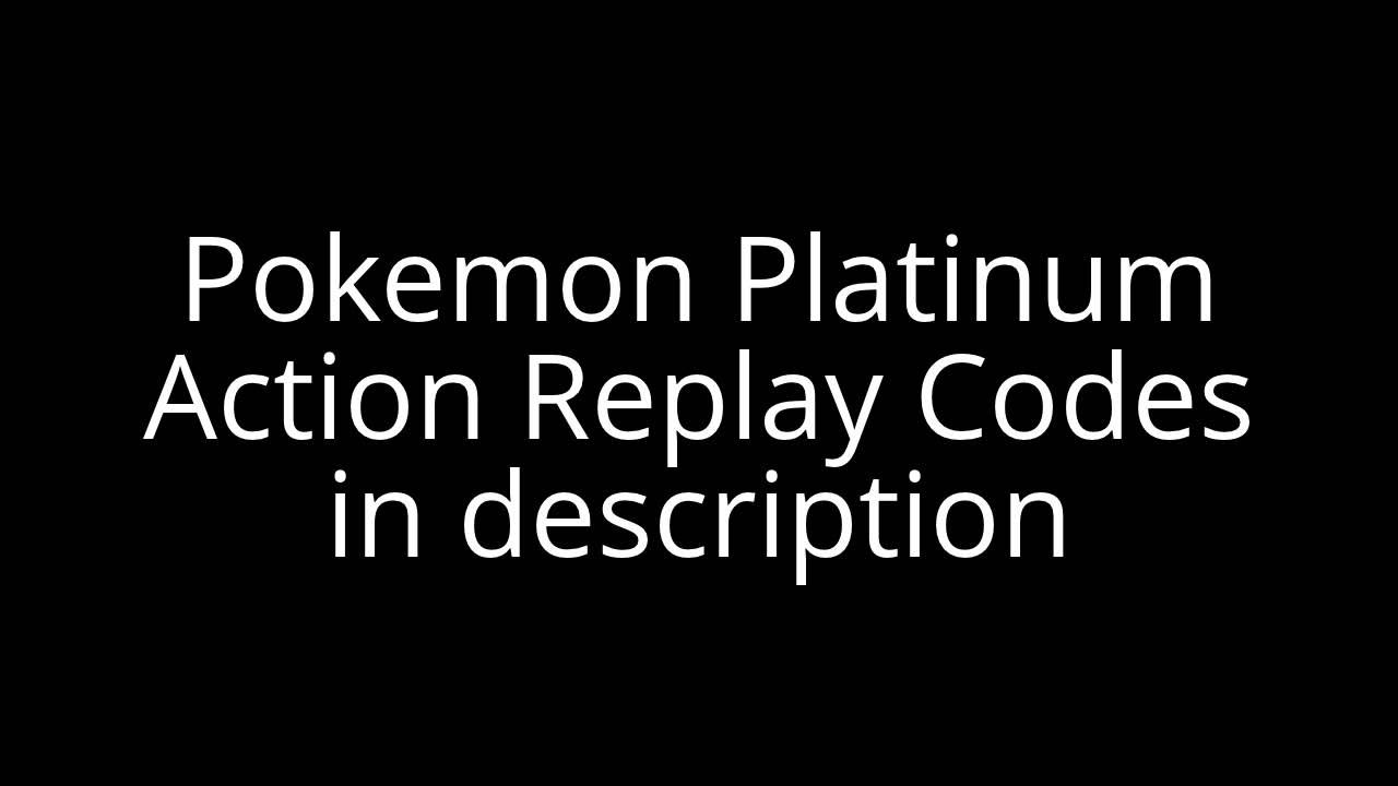 Pokemon Platinum Action Replay Codes YouTube