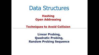 Open Addressing  Hash Functions  Techniques To Avoid Collision  Linear Quadratic Random Probing