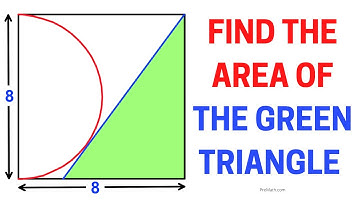 Find the Area of the Green Triangle in a Square with a Semicircle | Step-by-Step Explanation