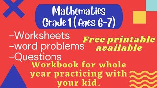 Mathematics workbook for grade 1 | 6 to 7 years old | free printables | IM learning studio