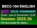 BECC 104 Solved Assignment 2025-26 English, BECC 104 Solved Assignment 25-26, BECC-104 Assignment