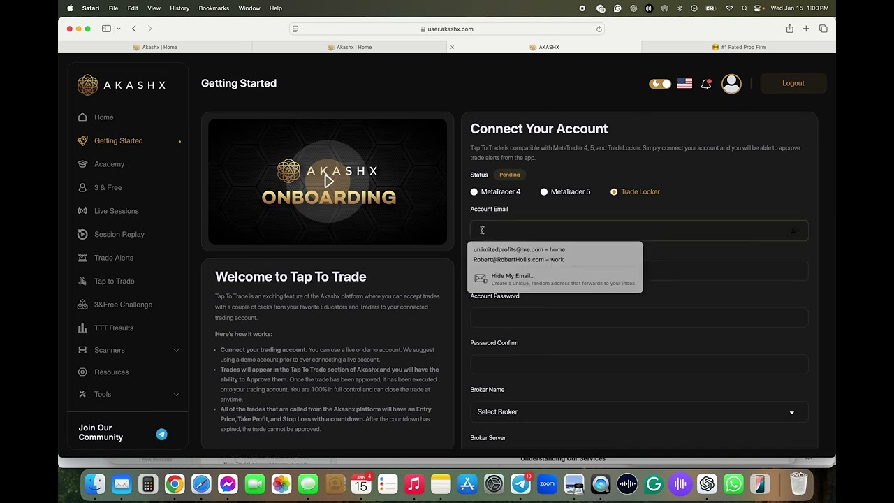 Connecting TradeXMastery To AkashX