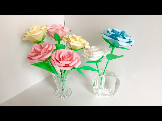【ペーパーフラワー】茎付きのバラ  【paper flowers 】Roses with stems