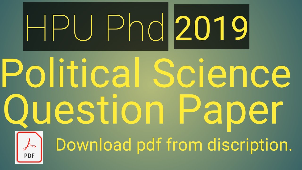 HPU Phd 2019 Political Science Entrance Solved Paper II online ...