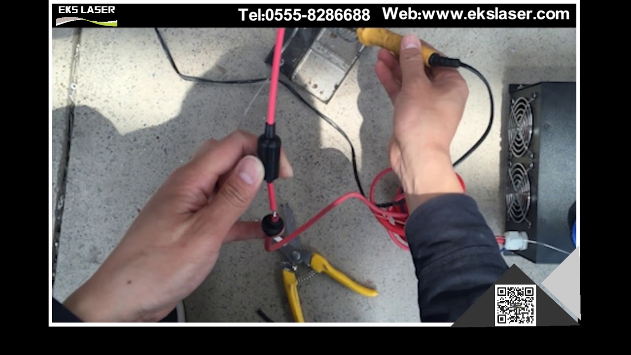 How to install power supply high voltage cable and connect EKS LASER