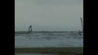 windsurfing double back loop crash