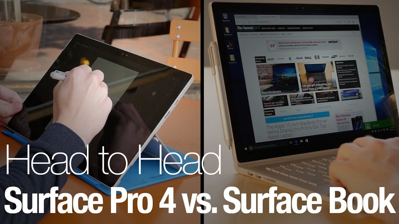 Head to head microsoft surface pro 4 vs surface book youtube
