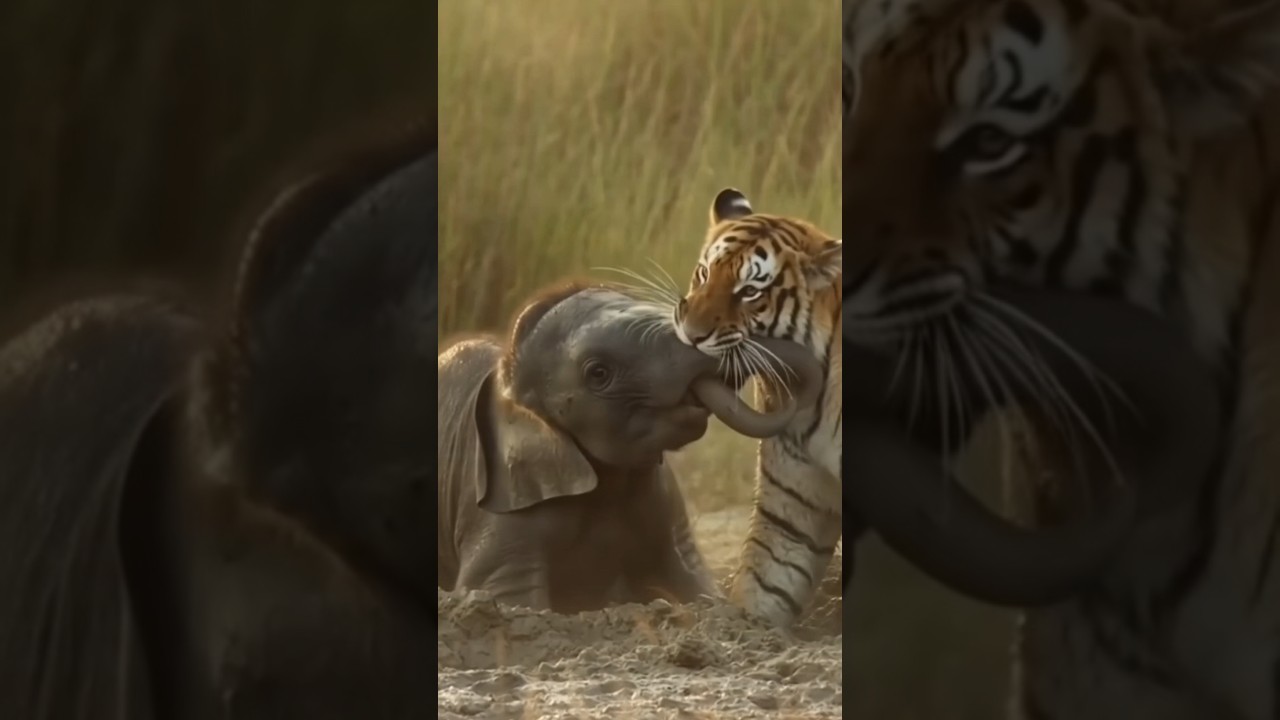 Heroic Rescue! Mother Elephant Saves Calf from Fie