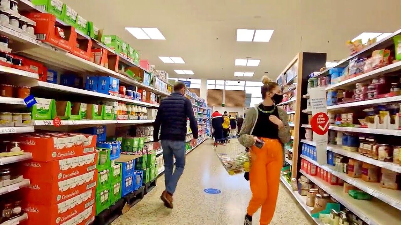 Walking in British Supermarket Tesco