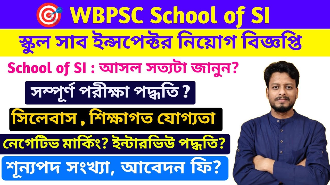 WBPSC School of SI Notification | Sub-inspector of School Eligibility Criteria,Syllabus,Exam Process