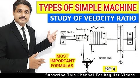 TYPES OF SIMPLE LIFTING MACHINES STUDY OF FORMULAS FOR VELOCITY RATIO ( LECTURE 29)