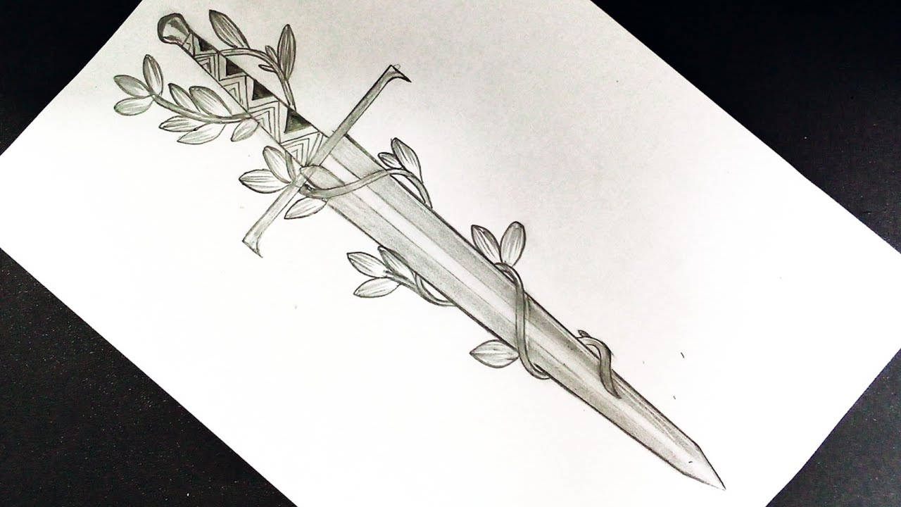 How to draw a sword tattoo|| Easy tattoo drawing - YouTube