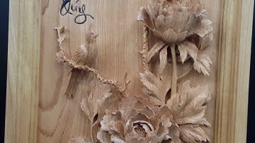 Tranh gỗ thủ công. Tranh Hoa Mẫu Đơn. Tranh gỗ Bùi Gia