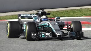 Mercedes W08 EQ Power+ F1 2017 - Hamilton & Bottas testing at Circuit de Barcelona-Catalunya