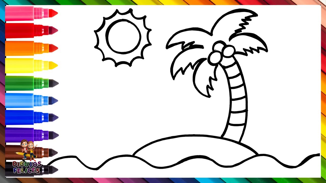 Cómo Dibujar Una Isla 🏝️ Dibuja y Colorea Una Isla 🌈 Dibujos Para Niños - thptnganamst.edu.vn