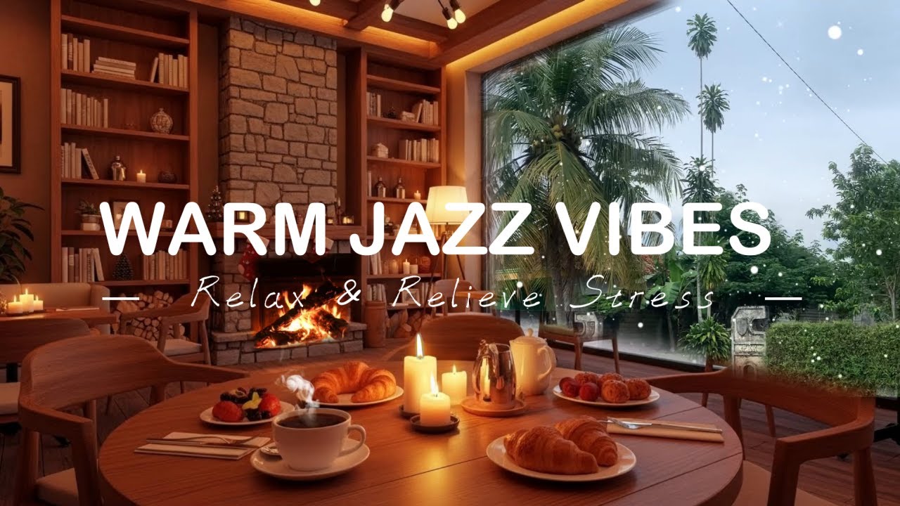 Warm Fireplace & Winter Jazz 🔥 Cozy Cafe Ambience for Deep Focus & Reading
