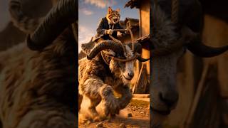 🔥 खतरनाक मुकाबला: बहादुर बिल्ली vs जंगली बकरा! 🐐⚔️#aivideo #comedy #animalstory #junglestory