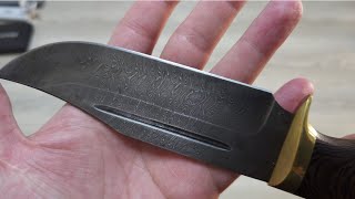 видео: Заточка ножа из дамасской стали, для мяса. Двусторонние веневские алмазы. картинка: Заточка ножа из дамасской стали, для мяса. Двусторонние веневские алмазы.