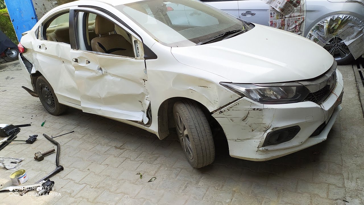 Honda city right side accidents repairing denting work - YouTube