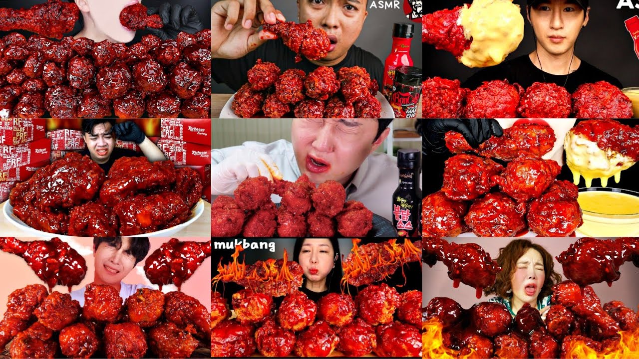 THE BEST OF 10x SPICY FRIED CHICKEN ASMR REAL MUKBANG (compilation)