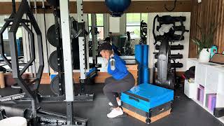 Back Squat to Box with Heel Lifts