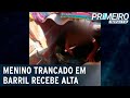 Menino trancado em barril recebe alta e deixa hospital de Campinas | Primeiro Impacto (04/02/21)