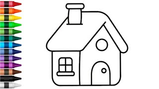 house drawing٫ painting, coloring for kids and toddlers how to draw rainbow house