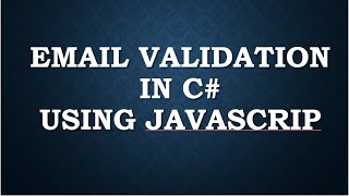 Email validation in C# using javascript