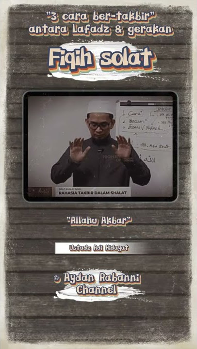 Ustadz Adi Hidayat ‼️Fiqih solat - 3 cara pengucapan Takbir dan gerakan nya #shorts