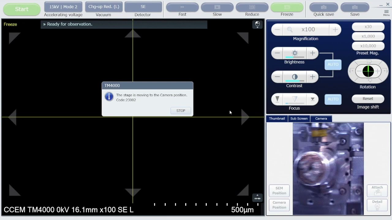 Table Top SEM Hitachi TM4000Plus - Introduction to TM4000 Software