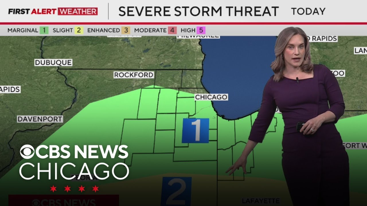 Severe storm threat moves in Thursday afternoon for Chicago area - YouTube