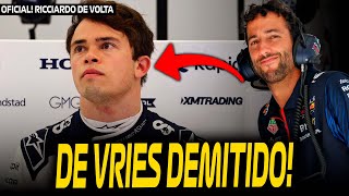 URGENTE: DE VRIES DEMIT1DO E RICCIARDO SERÁ O SUBSTITUTO A PARTIR DA HUNGRIA (OFICIAL)