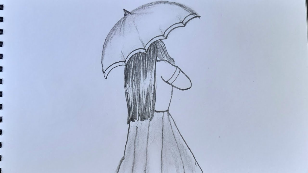 Learn how to draw umbrella girl drawing in few easy steps YouTube