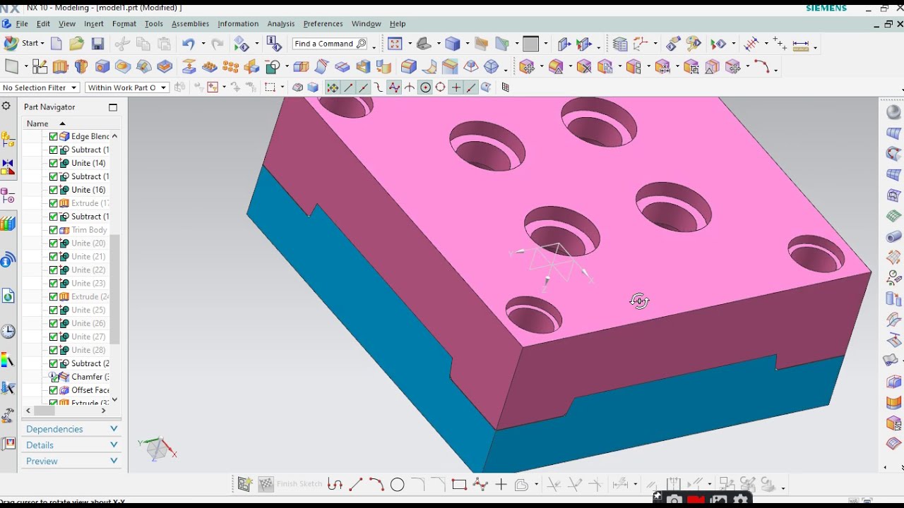 Coupling guide mold designing NX CAD With out Mold Wizard Part No2.