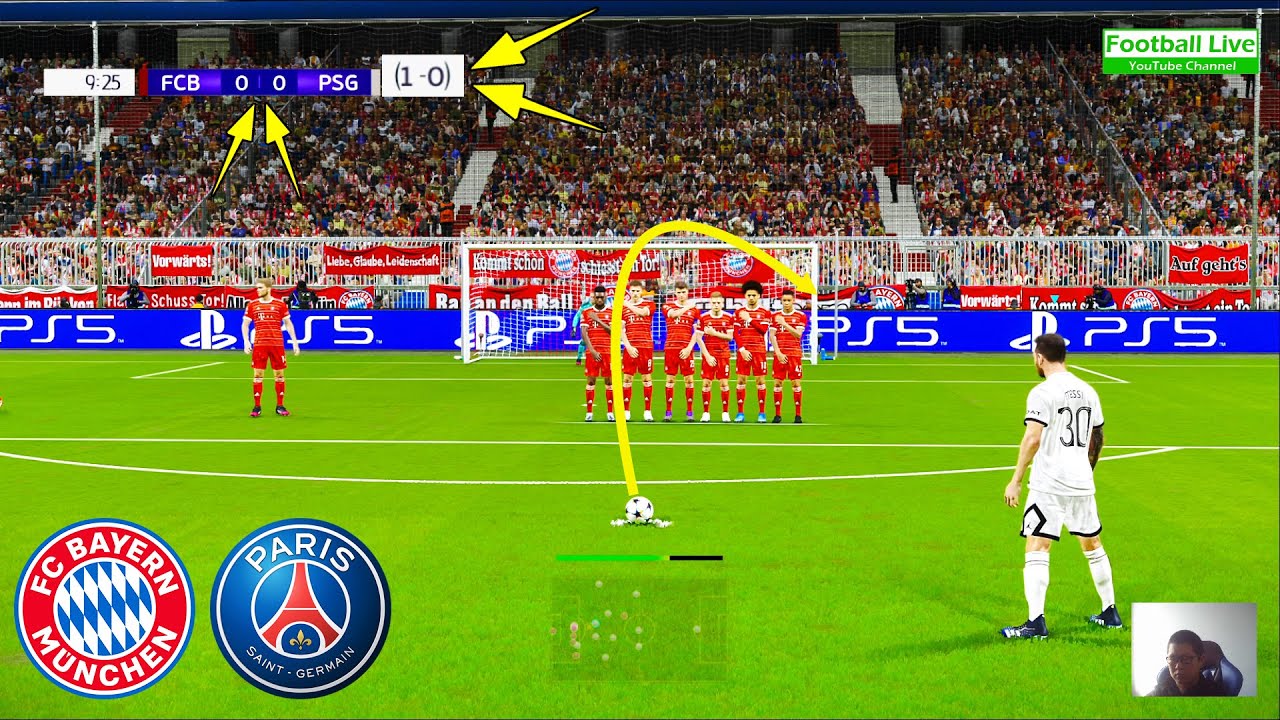 Bayern Munich Vs PSG Messi Free Kick Goal UEFA Champions League UCL eFootball PES Gameplay