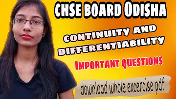 Chse Continuity and differentiability Important questions 2021 | full exercise download pdf|  Odisha