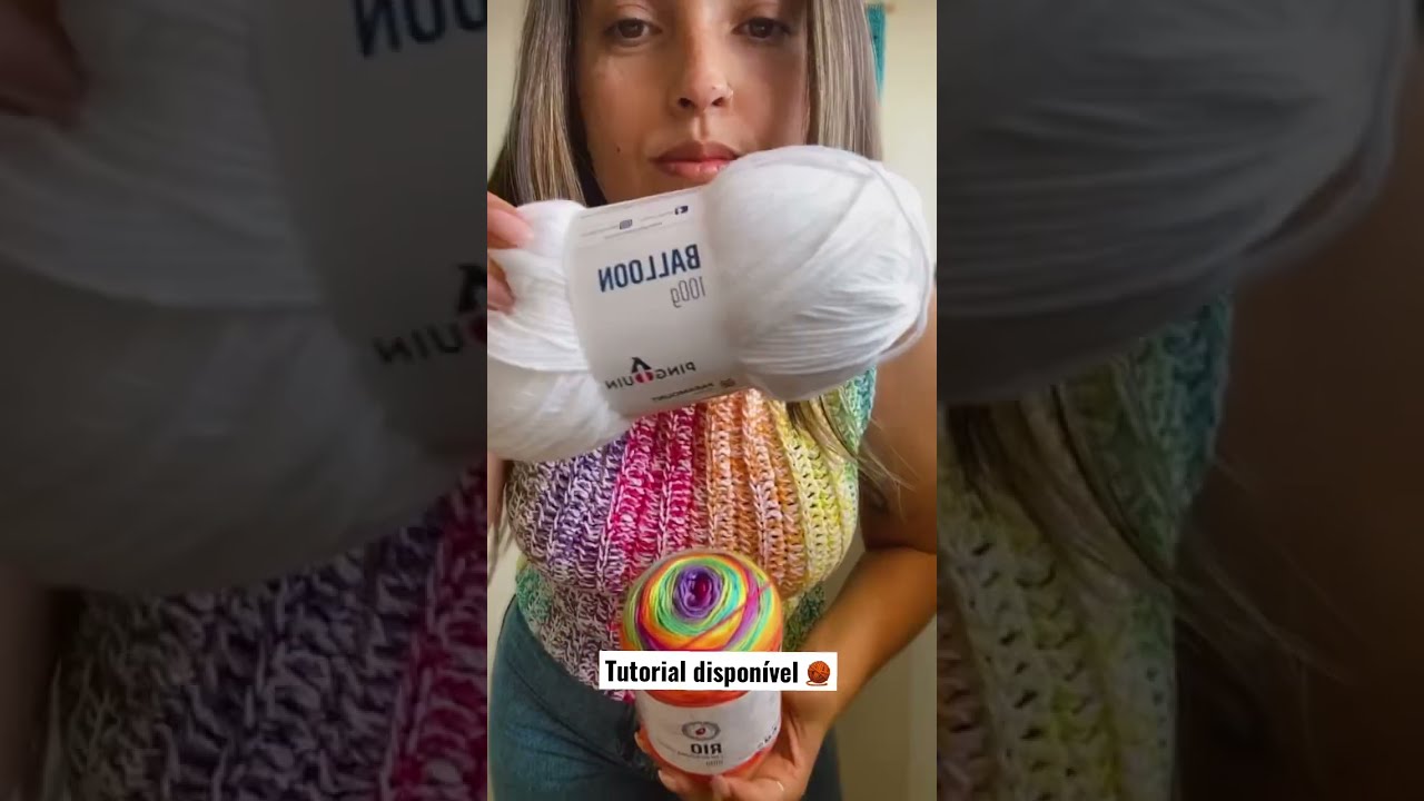 Tutorial disponível 🧶 Regata Arco-Iris de crochê