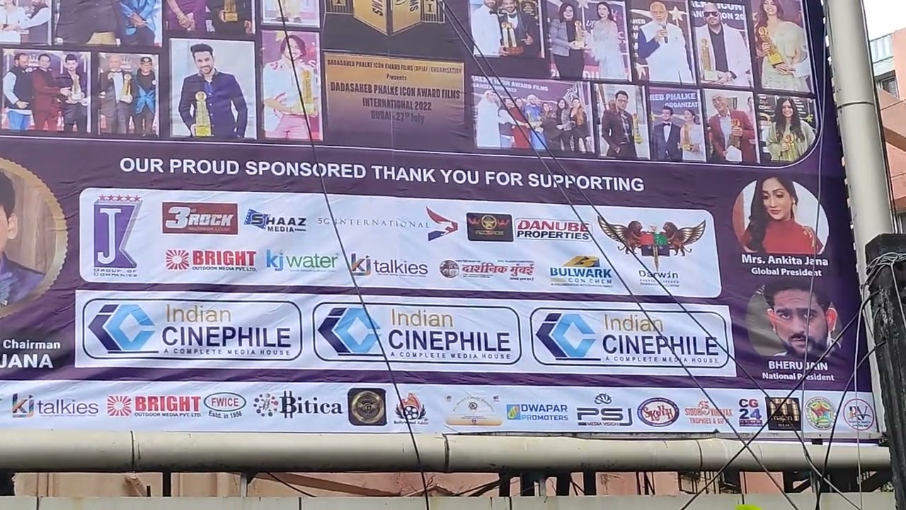 big hoding Mumbai Dadasaheb phalke icon award films International Dubai 2022 Dpiaf- Andheri highway