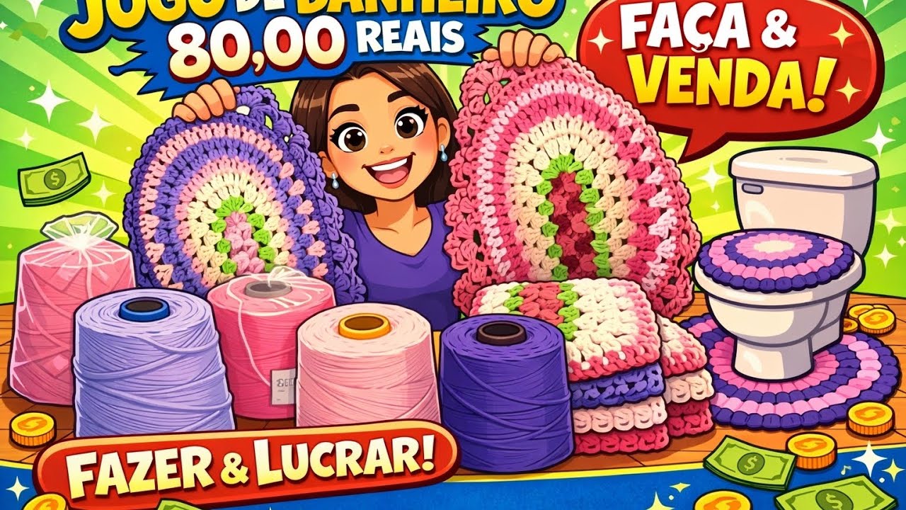 7/50🤗Quer Vender Mais? Veja Essas 2 Combinações de Jogo de Banheiro#croche #artesanato