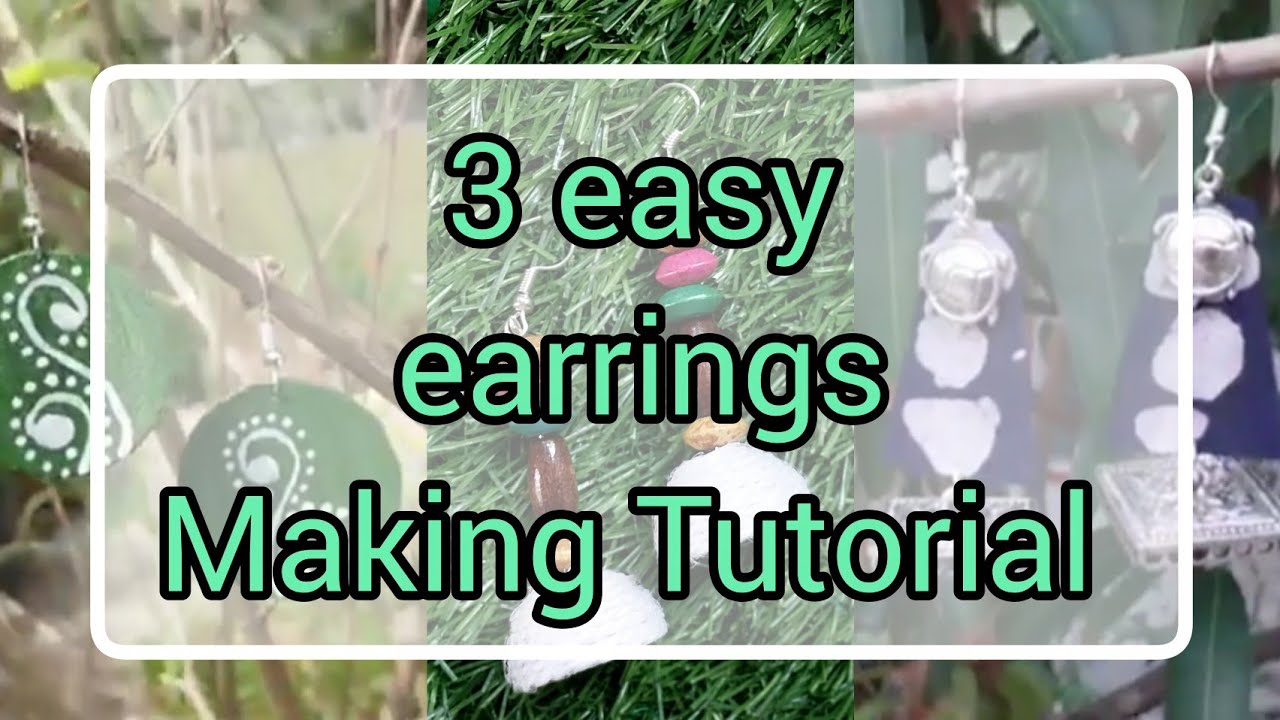 Three easy handmade earrings | Jewellery making tutorial | গয়না গাটি (Ananya Mondal)