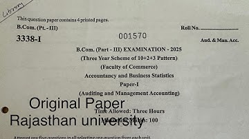 Bcom 3rd year exam paper 2025 |Auditing and Management Accounting | Dr. Ruchi Khandelwal