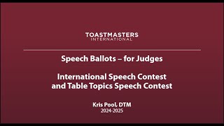 Speech Ballots for Judges - Criteria for ISC and TT