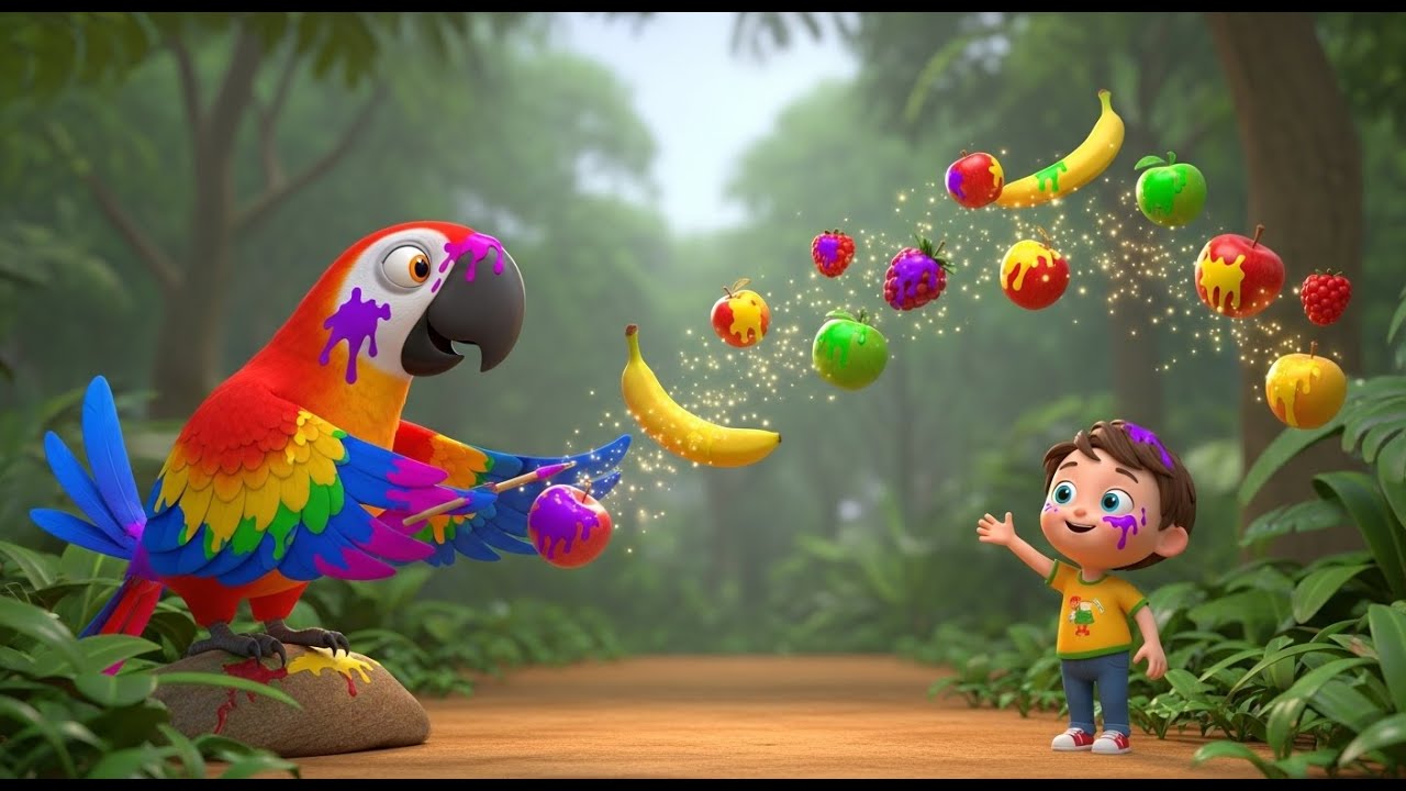 he Parrot Who Painted the Forest 🦜🌳🎨 | Creative Adventure Story for Kids Age