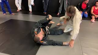 Lapel guard (worm guard) sweep ,backtake and submission : Moncaio Brothers JiuJitsu