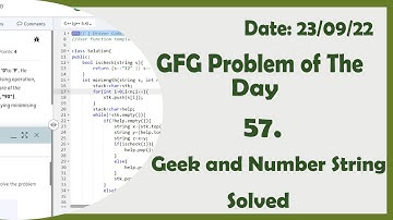 Geek and Number String || C++ || GFG Daily Problem