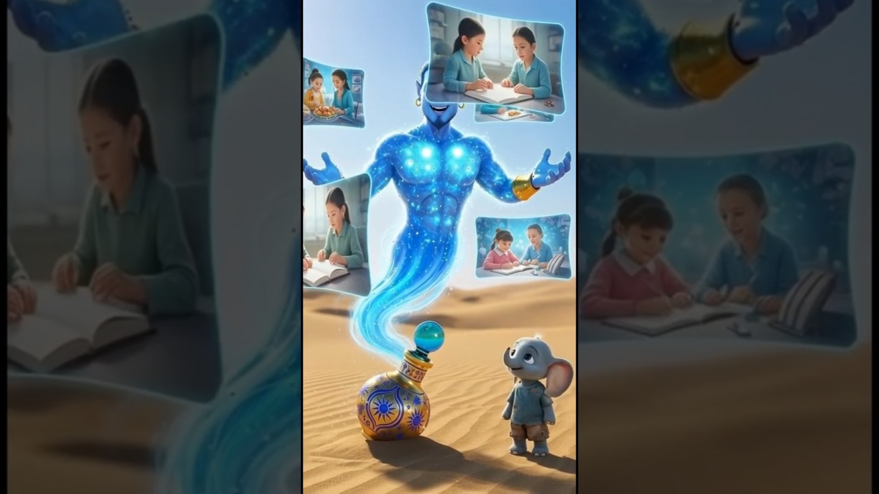 रेगिस्तान में जादुई बोतल | Chintu & Genie Story | Emotional Hindi 3D Animation  