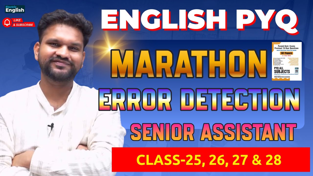 PYQ 25-28 | PSSSB Senior Assistant PYQ Marathon | Complete English Grammar |  Electric English